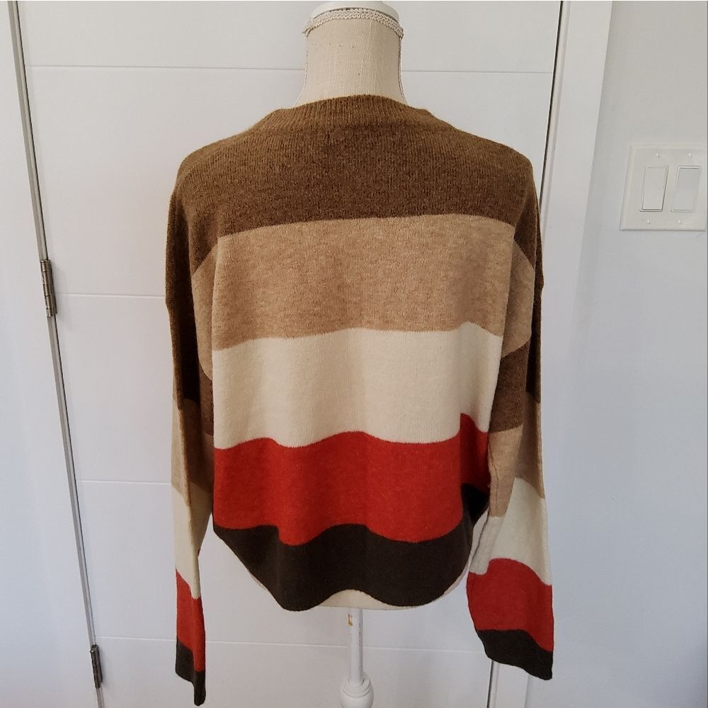 Olivaceous Color Block Wool Blend Knit Sweater Si… - image 4